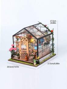 1 Set Wooden DIY Dollhouse Kit, Miniature Model House, Miniature Greenhouse Model Kit, 1:24 Scale, Best Christmas Gift/DIY Craft/Birthday Gift/Home Decor For Family And Friends (Battery Not Included) - TSZH201/Hotel Transylvania - View 3