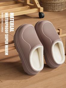 MAOLI Men's Solid Color Casual EVA Lightweight Fashion Slippers Round Toe Closed Toe Thermal Lined Mule Shoes Breathable Design Men's Home Slippers Unisex Couple Slippers - Brown - View 6