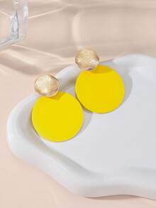 Vintage Gold Sun Pattern Earring Base Matte Green Oval Long Dangle Earrings Women's Vacation Style Exaggerated Earrings - Multicolor - View 7