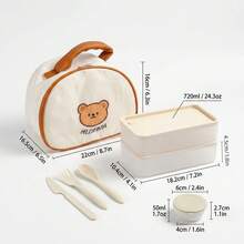 Bento Box, Stackable Lunch Box With Utensils Fork Spoon Knife, Translucent Plastic Food Storage Container With Strap Handle, Double Layer Meal Prep Box, Salad Sushi Container For School Student Office Work Travel, Rectangular Portable Lunchbox - Multicolor - View 26