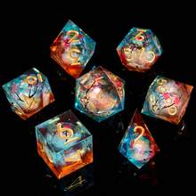 مجموعة نرد D&D بزهرة البرقوق 7 قطع - نرد D&D بحواف حادة، مناسب لألعاب RPG و MTG و D&D - متعدد الألوان - مشاهدة 2