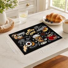 1pc Black Coffee Theme Printed Kitchen Drain Mat Table Mat, Coffee Time Coffee Cup Iced Coffee Coffee Bean Text Pattern Dining Table Mat, Coffee Machine Countertop Mat Bar Countertop Decor Mat, Home Kitchen Dining Room Coffee Corner Home Decor - Multicolor - View 14
