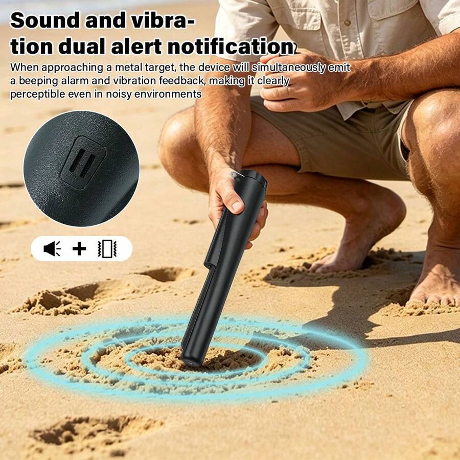 Metal Detector Precise Locator, Professional Handheld Precise Positioning Rod, 360 ° Treasure Search Precise Locator, With Belt Cover And LED, Used For Searching Coins, Gold, Silver, Antiques, Without Battery - A - View 1