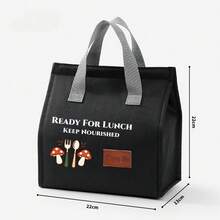 "Ready For Lunch" Minimalist Fashion Lunch Bag, Personalized Print, Cute Minimalist Pattern Print, Multiple Colors Available, Essential Lunch Insulated Bag For Office Workers, Student Bento Bag. - View 5