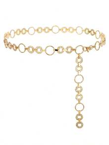 Women's Gold Waist Chain Belt, Adjustable Asymmetrical Metal Chain Body Chain, Plus Size Waterproof Non-Fading Holiday Waist Belt, Suitable For Halloween And Valentine's Day - Gold - View 15