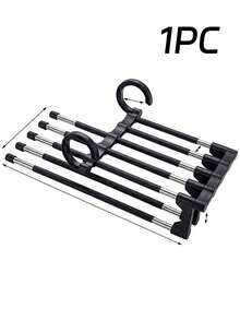 Multi-Layer Pants Rack - Space-Saving Foldable Design, Helps Efficiently Organize Your Closet; Suitable For Jeans, Leggings And Casual Pants Plastic Multi-Layer Pants Rack; Features Non-Marking Anti-Slip Storage Function, Easy To Assemble; Ideal Choice For Holiday Preparation And Seasonal Wardrobe Organization; - Multicolor - View 19