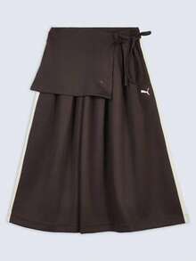 Puma Women's Embroidered Drawstring Waist Layered Waistband Sports Skirt - Chocolate Brown - View 1