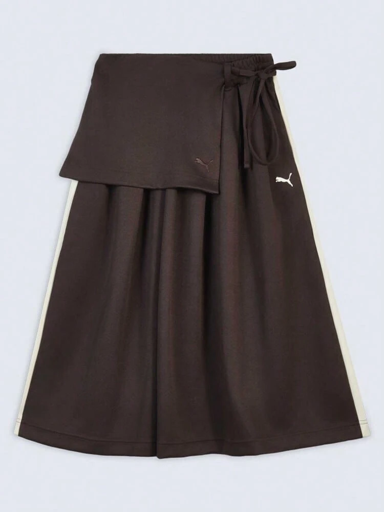Puma Women's Embroidered Drawstring Waist Layered Waistband Sports Skirt - Chocolate Brown - View 1