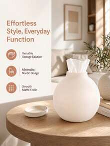 Nordic Style Spherical Tissue Box, Matte Finish, Round Ball Design, Functions As Both A Tissue Box And A Dust-Proof Multi-Purpose Desktop Storage Box, Perfect For Minimalist Enthusiasts, Suitable For Living Room, Dining Room, Bedroom, Kitchen And More - Multicolor - View 12