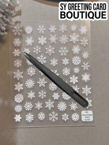 1pc Snowflake Decorative Sticker, White Hollow Snowflake Pattern Self-Adhesive Transparent Decal, Winter Theme 6D Embossed Texture Sticker, Suitable For Phone Case, Gift Box, Greeting Card, Packaging Decoration - Decorative Stickers - View 6