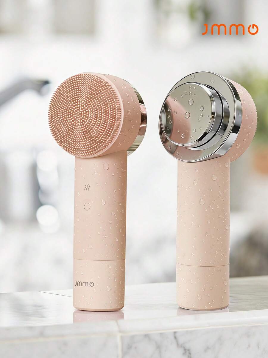 JMMO 2-In-1 Facial Cleansing Brush, Electric Silicone Face Scrubber With Heating Massage Function, Waterproof Skin Cleansing Exfoliating Device For Deep Pore Cleansing - Multicolor - View 1