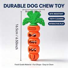 1pc Carrot Dog Chew Toy, Durable For Small And Medium Puppies, Spiral Lock Treat Dispenser - Multicolor - View 2