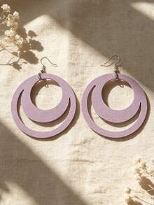MARLIWOO 1 Pair Vintage Personalized Round Hoop Earrings, Double Layer Leather Earrings, Fashion Exaggerated Style For Ball, Banquet, Party Jewelry - Multicolor - View 4