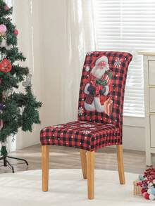 1/4/6pcs Digital Printed Elastic Chair Covers Removable Christmas Red Dining Chair Slipcovers Home Banquet Holiday Chair Seat Covers Stool Covers - Red - View 8