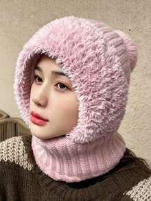 Knitted Beanie - Windproof & Warm Ear Protection, With Hooded Scarf, Breathable & Moisture-Wicking, Essential For Outdoor Cycling, Suitable For Cold Weather, Halloween, Winter And Autumn - Multicolor - View 17