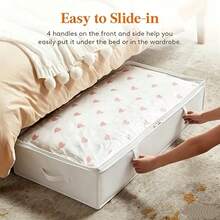 White Large Capacity Underbed Storage Box, Blanket Storage Bag With Reinforced Handles, Organize And Store Quilts, Bed Sheets, Clothes, For Bedroom, College Dorm, Space-Saving - View 2