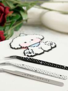 1pc Korean-Style Eyelash Tweezers - Cute Scenic Sticker Tool - Multicolor - View 5