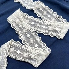 1/5碼蕾絲，適用於縫製蕾絲緞帶、網格刺繡蕾絲飾邊、DIY配件、家用紡織品、頭飾與手工配件，亦適用於DIY衣物與洋裝縫製 - 多色H - 查看 3