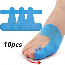 10pcs Breathable Elastic Toe Care Tape, Pre-Cut Kinesiology Tape, Fragrance-Free, For Toe Protection And Comfortable Sports Bandage, Pre-Split Elastic Toe Guard Tape With Anti-Friction Kinesiology Effect, Suitable For Hallux Valgus Fixation And Support Sports Bandage - Blue - View 1