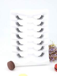 7 Pairs Half-Eye Dense Curly Eyelashes, Invisible Stem, Natural Fluffy Faux Mink Fur, Lightweight Comfortable, One-Piece Design, Beginner-Friendly False Eyelashes - View 5