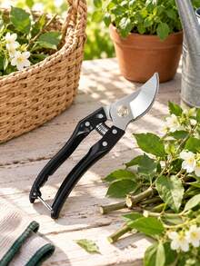 Steel Pruning Shears, Black Handle, Spring-Assisted Opening And Closing, Sharp Curved Blade, Handheld Garden Scissors, Suitable For Fruit Trees, Shrubs, Flowers And Small Branch Pruning - A - View 5