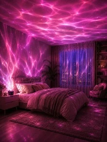 Aurora Galaxy Projection Lamp, 7-Color RGB Starry Night Light, USB 5V/1A Powered, Touch Control, Sound-Activated Rhythmic Light, Creates Dreamy Bedroom Atmosphere And Gaming Room Decor - Multicolor - View 2