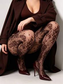 زوج واحد من جوارب شبكية نسائية بمقاسات كبيرة عالية المرونة بتصميم قوطي متعدد الاستخدامات، مثالية لملابس الحفلات وY2K وعيد الحب - متعدد الألوان - مشاهدة 5