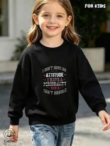 Children's Street Style Hoodie With Pink And White Letter Prints, Suitable For Daily Wear In Spring And Autumn, Comfortable And Breathable - Black - View 4