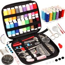 Kit de costura, kit de aguja e hilo con suministros y accesorios de costura para adultos, principiantes, hogar, viajes, emergencias que incluye tijeras, cinta métrica, enhebrador de agujas y talla grande - traje - Ver 2