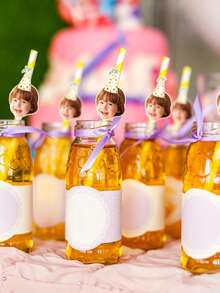 Custom Photo Face Straws, Personalized Party Favors, Suitable For Birthday, Bachelorette Party, Groom And Any Celebration, Funny Gag Gift, Straw Decorative Topper - Multicolor - View 5