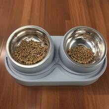 Double-Layer Pet Water Bowl, Cat And Dog Food Bowl, Two-In-One Stainless Steel Bowl, Anti-Tipping, Detachable For Easy Cleaning, Space-Saving Double-Layer Feeding Station, Suitable For Medium-Sized Pets, Sturdy Base And Rims, Stylish And Hygienic Pet Feeder. - Multicolor - View 9