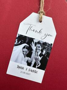 1/10/20/40/60/90/120Pcs Personalized Custom Photo Gift Tags, Custom Text Hang Tags,Custom Wedding Favor Tags,Personalized Thank You Tags,Gift Tags For Wedding, Bridal Shower, Birthday Party Favors,Custom Name & Date Thank You Tags Party Decor Favors - Multi-color 1 - View 6