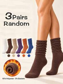 1 Pair/3 Pairs/5 Pairs/ Random Women's Slouch Socks, Soft Ribbed Knit Scrunch Socks, Solid Color Cozy Boot Socks For Fall & Winter - Multicolor - View 7