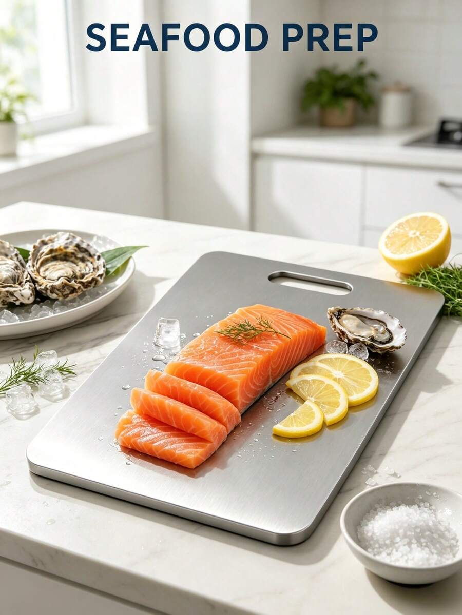 3pcs/1pc High Quality Stainless Steel Double-Sided Cutting Board - Thick, Mold-Resistant, Suitable For Kitchen And Restaurant Use, Easy To Clean With Water - Silver - View 1