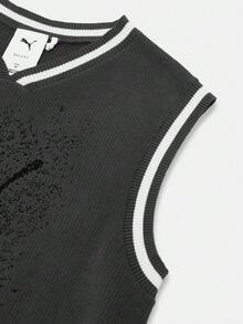 Puma Women's - DUSKY ROSE KNIT TOP - Grey Knit Tank Top 63985334 - Black and White - View 4