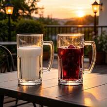 2PCS 3.3*4*6.1inch Thick Glass Mugs Set With Handles, 600ml Large Clear Drinking Cups For Juice, Milk, Coffee, Cold Drinks - View 5