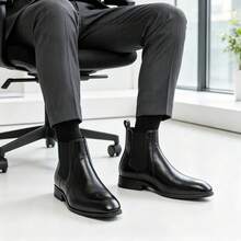 Men's Chelsea Boots, High-Top Retro Business Casual Style, Classic British Elegant Men's Boots - Black - View 2