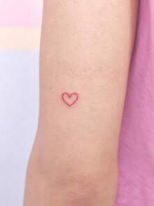 1pc Temporary Tattoo, Red Outline Hollow Heart Pattern, Realistic Fake Tattoo Design, For Daily, Bachelorette Party Favors, Music Festival, Game, Graduation Gift, Lasts 3-5 Days - Red - View 4