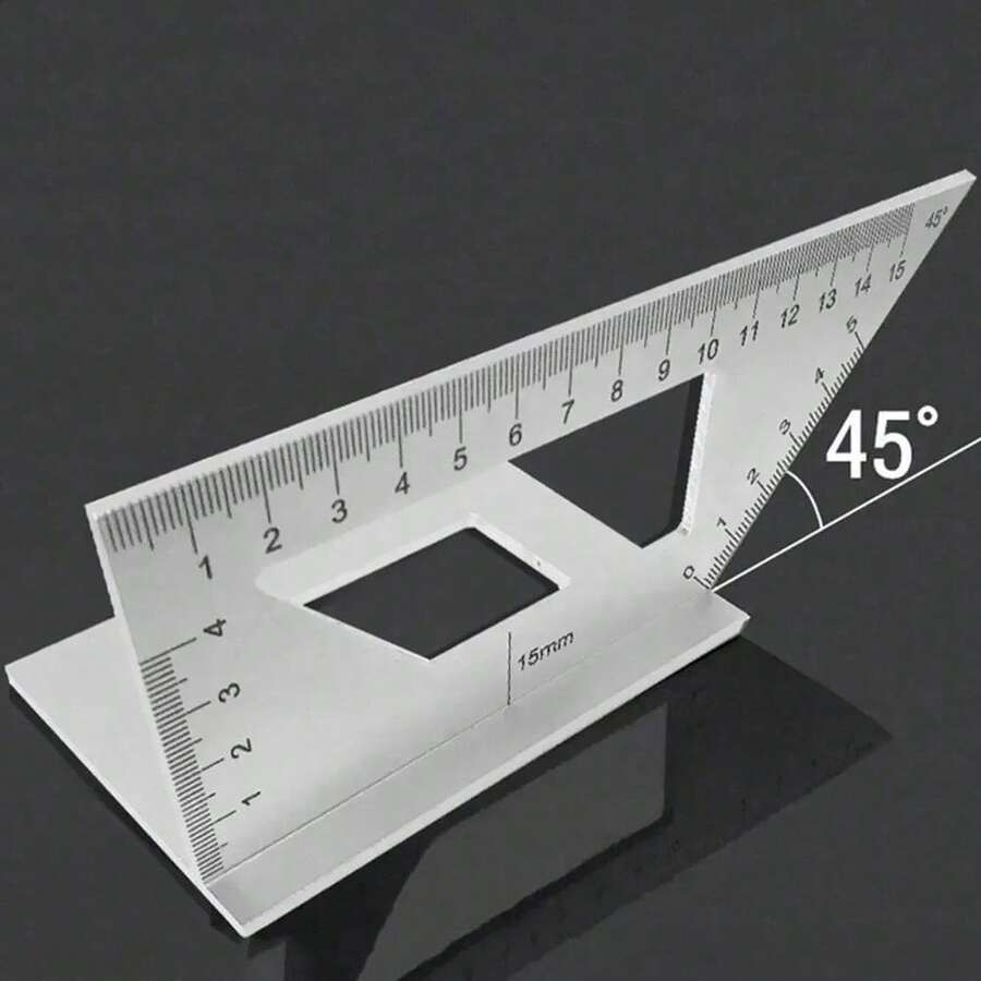 45 90 Degree Angle Ruler Multifunctional Aluminum Alloy Marking Gauge Accurate Square Design Marking Gauge Carpenter Tool - Silver - View 1