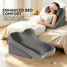 Adjustable Detachable Ergonomic Memory Foam Backrest Pillow, Bed Wedge Pillow With Leg Elevation Wedge Support, Inclined Back Support For Reading, Suitable For Bed, Sofa, Travel, Home Bedroom, Playing Mobile Games, Watching TV Series - A - View 4