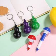 1pc Retractable Gourd-Shaped Ballpoint Pen, Cap-Off Gourd Pendant Pen, 0.7mm Bullet Tip Creative Portable Student Gift Pen, Cute Gourd Design, Comes With Keychain Pendant, Can Be Hung On Backpack, Keychain, Easy To Carry And Hard To Lose, Compact And Space-Saving, Cap-Off + Retractable Design, Interesting Structure, Strong Tactile Feel, 0.7mm Bullet Tip, Smooth And Even Ink Flow, Smooth Writing Without Stuttering, Clear Handwriting, Suitable For Daily Notes, Casual Doodling, Colorful Glossy Gourd Shell - A - View 5
