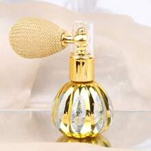 Retro Gold Glass Perfume Spray Bottle, With Air Bulb, Refillable Empty Atomization Bottle, Portable Travel Perfume Storage Container, Women Retro Decoration Perfume Spray, Exquisite Style Perfume Bottle Gift - Multicolor - View 7
