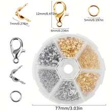240pcs DIY Jewelry Findings Connector Set With 6-Compartment Box (Lobster Clasp, Jump Rings, Crimp Beads) Suitable For Jewelry Making, Bracelets, Necklaces, Anklets, Open Jump Rings, Beaded Connector, Bag Charms, Jewelry Accessories And Other Handmade Craft Materials - Lobster Clasp & Button & Jump Ring - View 4