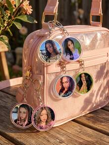 1Pc/6Pcs KATSEYE Girl Group Member Themed Round Portrait Acrylic Keychains, Featuring Manon, Sophia, Daniela, Lara, Megan And Yoonchae Exclusive Designs, Fashionable Bag Charms, Suitable For Fan Gifts, Support Collection, All Seasons - Multicolor - View 2