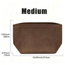 Tote Bag Organizer Insert, Multi-Pocket Felt Handbag Organizer, Zipper Storage Bag, Liner Bag - Coffee - View 8