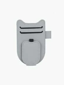 1pc Multi-Function Car Visor Clip, Cat Ear Leather Visor Organizer, Fashionable Car Glasses Clip, Can Hold Glasses, Cards And Pens, Compact Space-Saving Car Accessory - Multicolor - View 6