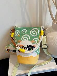1 buah Tas Tangan Anak Laki-laki dan Perempuan Motif Kartun Bahan Nilon Penutup Magnet Lucu Tas Selempang Cocok untuk Semua Musim Penggunaan Sehari-hari Dengan Liontin - A - View 9