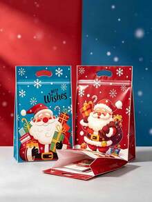18pcs/Set Christmas Standing Gift Bags, Santa Claus Self-Sealing Zipper Bags With Handles, Holiday Party Decoration Gift Packaging Supplies - Multicolor - View 6