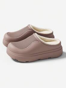 MAOLI Men's Solid Color Casual EVA Lightweight Fashion Slippers Round Toe Closed Toe Thermal Lined Mule Shoes Breathable Design Men's Home Slippers Unisex Couple Slippers - Brown - View 7