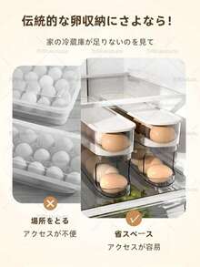 スライド式卵ケース 2個セット エッグホルダー 冷蔵庫収納 たまご整理ボックス 便利収納 - チェックする 3